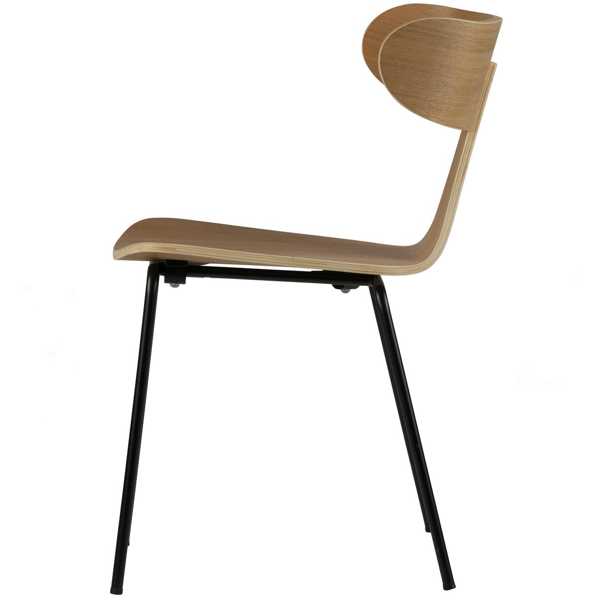 STUHL-SET Form Naturfarben B: 50cm - Schwarz/Naturfarben, MODERN, Holz/Metall (50/78/52cm) - Livetastic