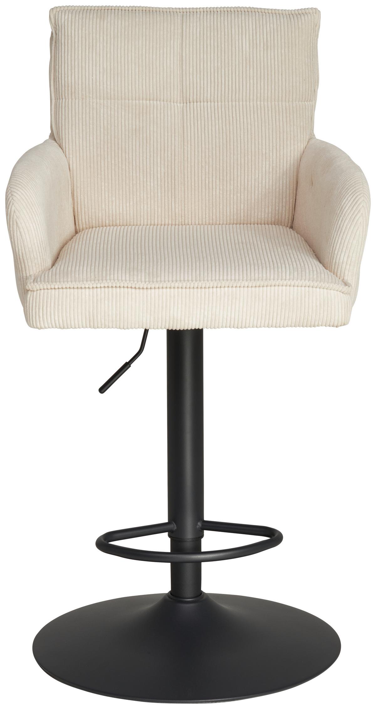 Barhocker Kai Beige Höhenverstellbar Mit Lehne - Beige/Schwarz, KONVENTIONELL, Textil/Metall (57/100-121/57cm) - MID.YOU