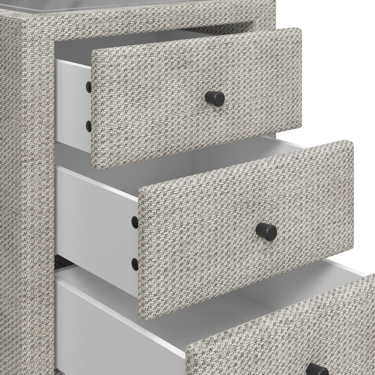 Nachtkästchen Brisbane II mit Induktionsladezone B: 49,5cm - Ecru, Trend, Glas/Holzwerkstoff (49,5/56,5/46cm) - Sembella