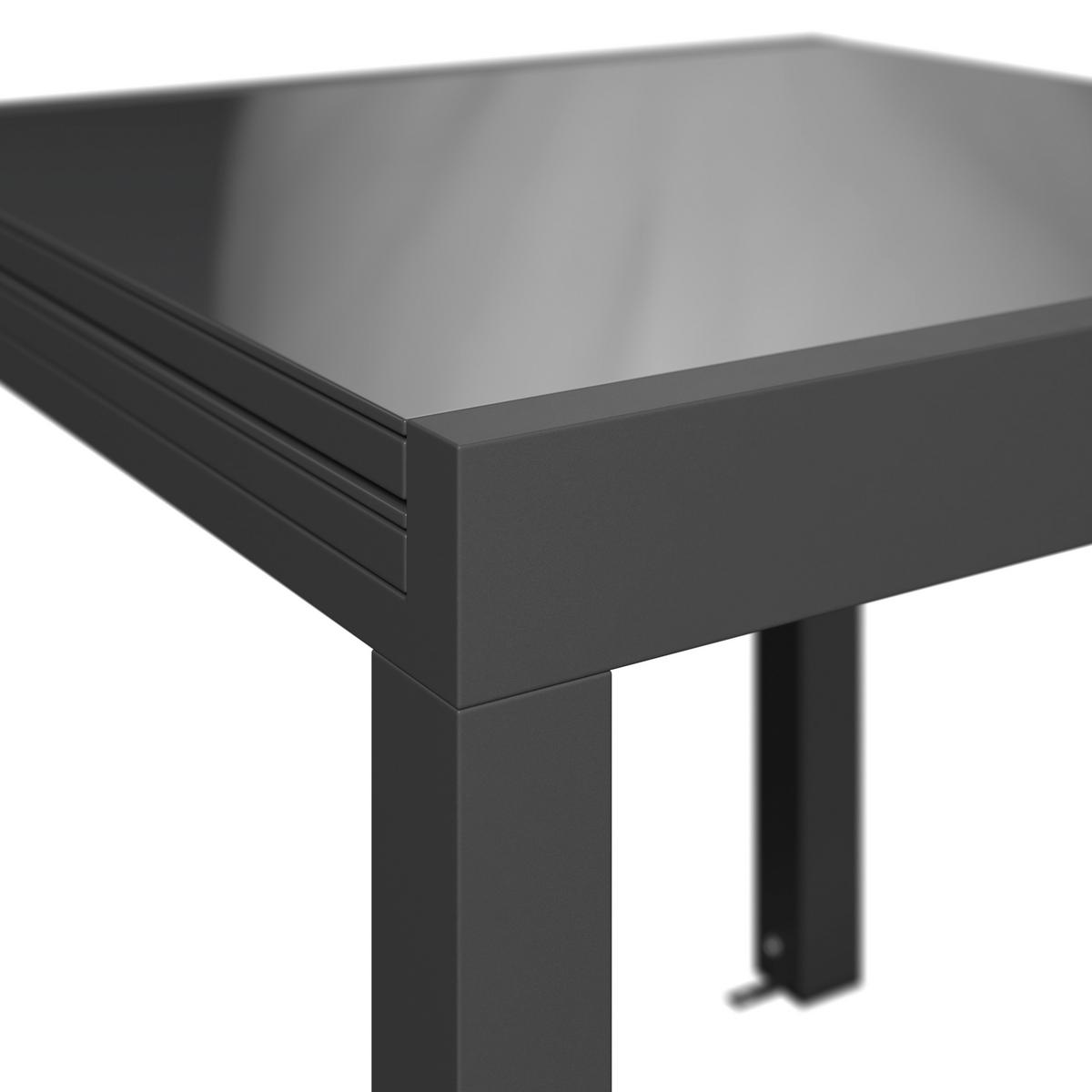 Balkontisch London - Dunkelgrau, MODERN, Glas/Metall (160/75/80cm) - Beldano