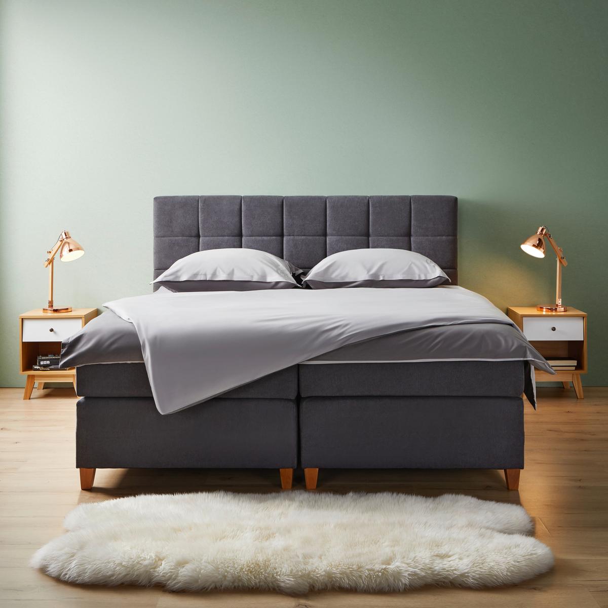 Posteľ Boxspring JERRY 180x200 cm, tmavosivá - farba jelše/tmavosivá, Modern, drevo/kompozitné drevo (180/200cm) - Bessagi Home