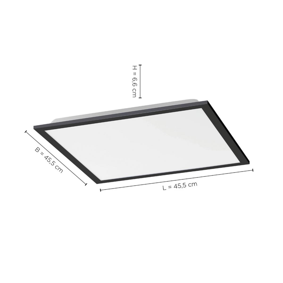 Led-deckenleuchte Flat L: 44,5 Cm Dimmbar Mit Fernbedienung - Schwarz, Basics, Kunststoff/Metall (44,5/44,5/7cm)