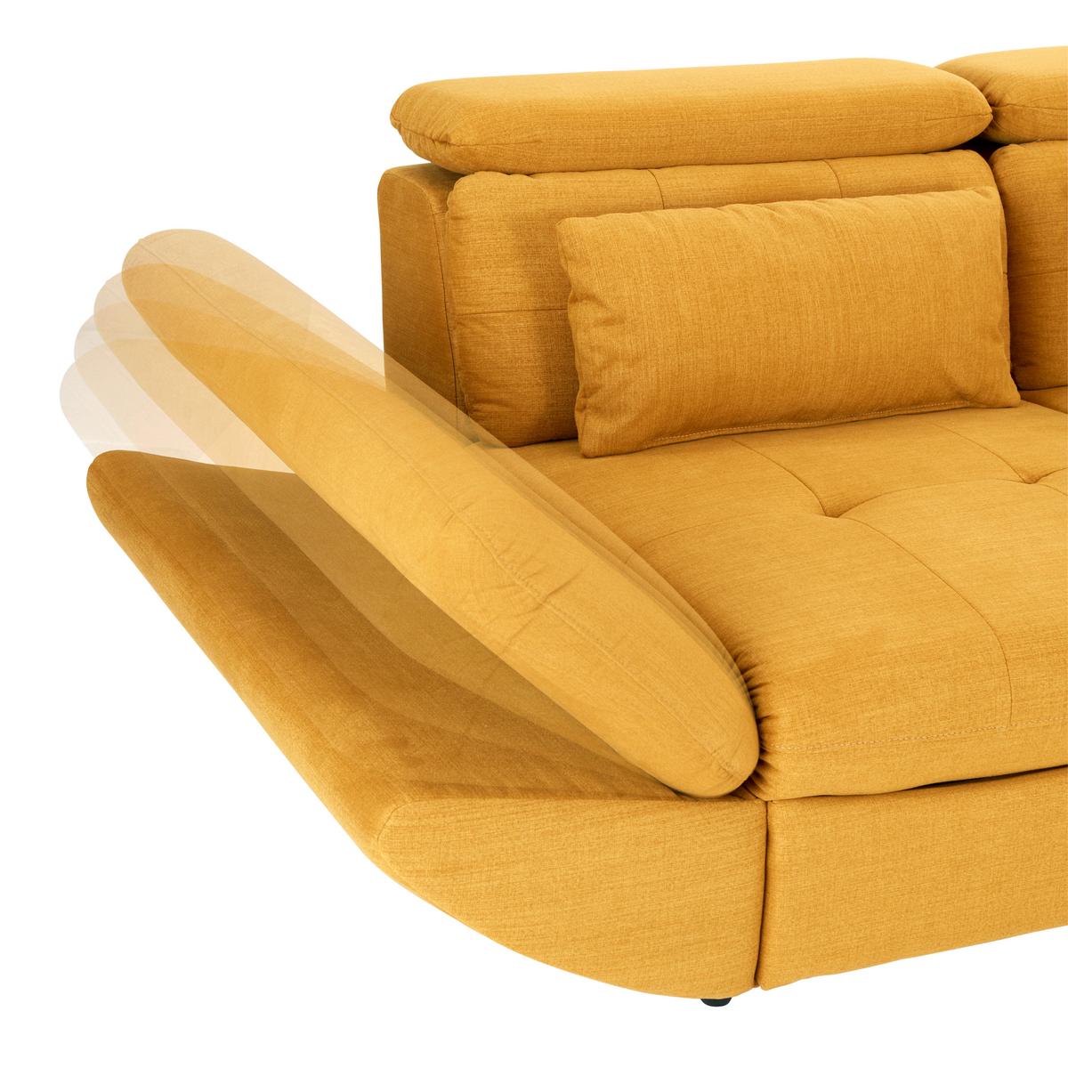 Wohnlandschaft Park Mit Schlaffunktion Currygelb - Currygelb/Schwarz, MODERN, Textil (311/233cm) - Luca Bessoni