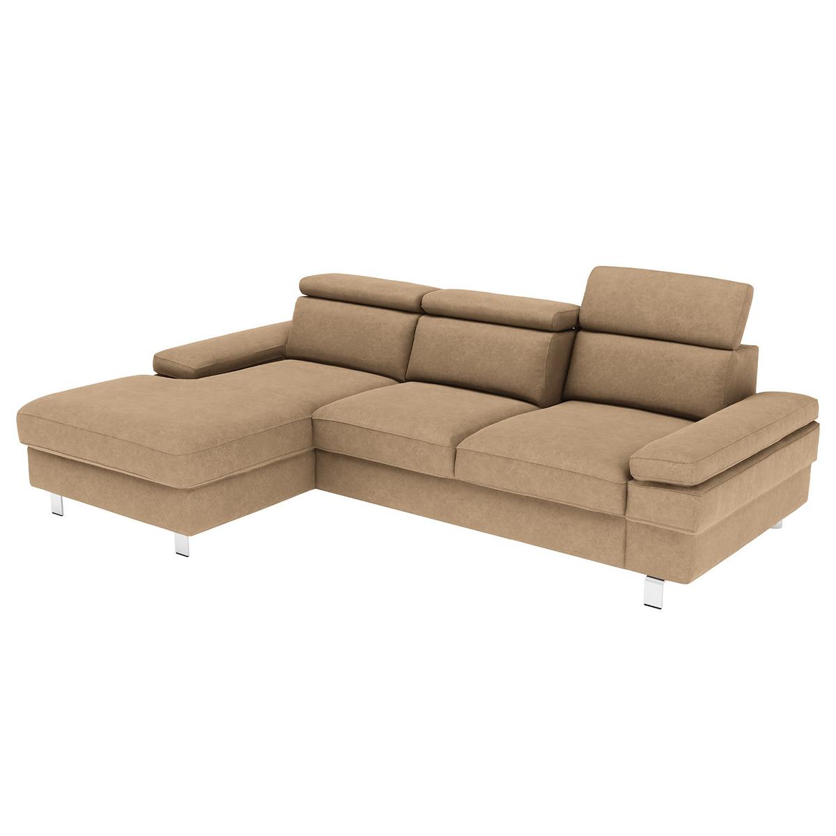 Ecksofa Elvis Sandfarben S: 182x259 Cm - Sandfarben/Silberfarben, KONVENTIONELL, Textil (182/259cm) - Trendmanufaktur