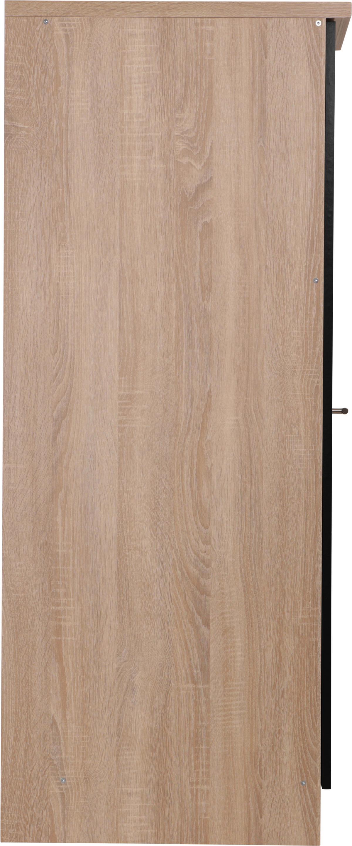 Apothekerschrank Merle Schwarz, Eiche Dekor B: 30cm - Eichefarben/Schwarz, Basics, Holzwerkstoff (30/144,8/60cm) - Respekta