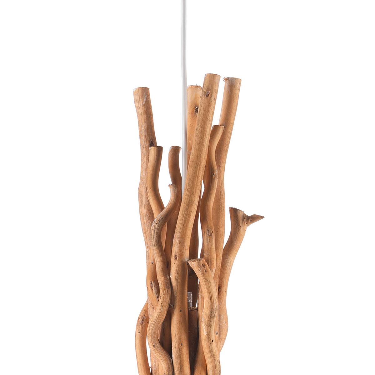 Hängeleuchte 5029/s - Hellbraun/Weiß, Natur, Holz/Textil (45/110cm)
