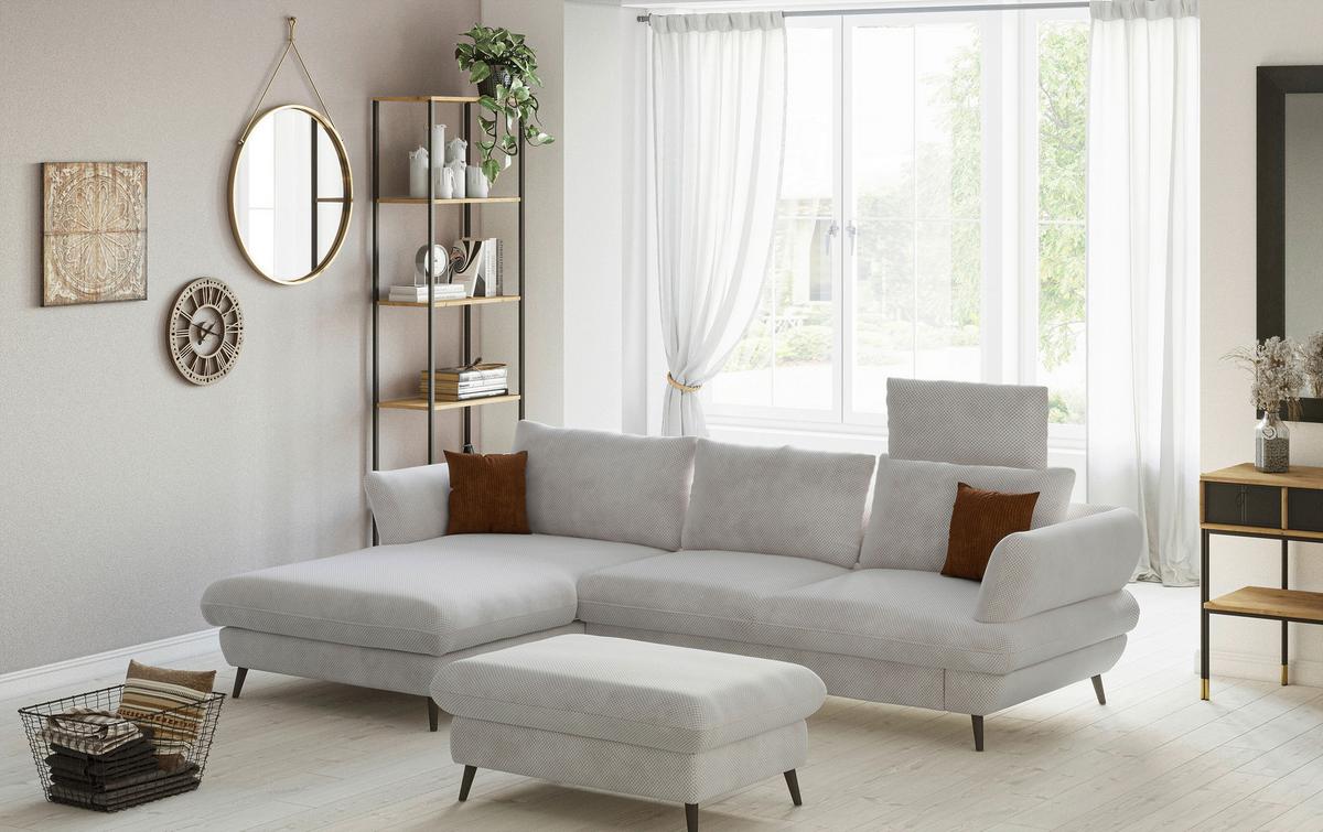 Ecksofa Balou, Naturfarben S:181x281cm - Schwarz/Naturfarben, Design, Textil (181/281cm) - Livetastic