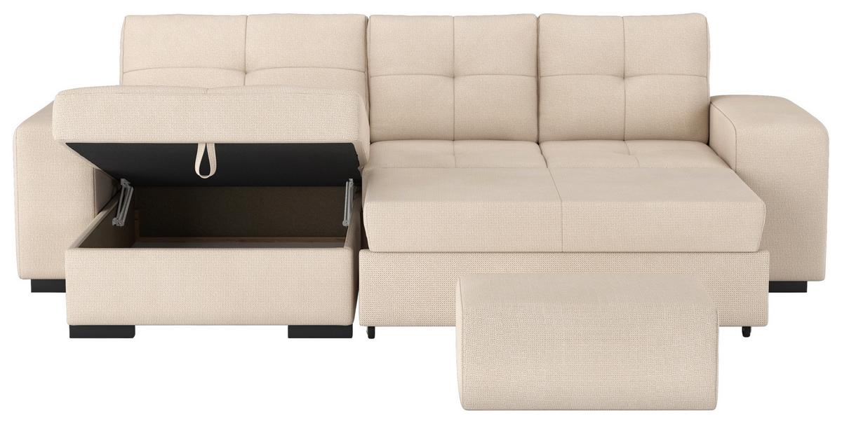 Eckschlafsofa Mattina Naturfarben S: 156x268 Cm - Schwarz/Naturfarben, MODERN, Textil (156/268cm) - MID.YOU