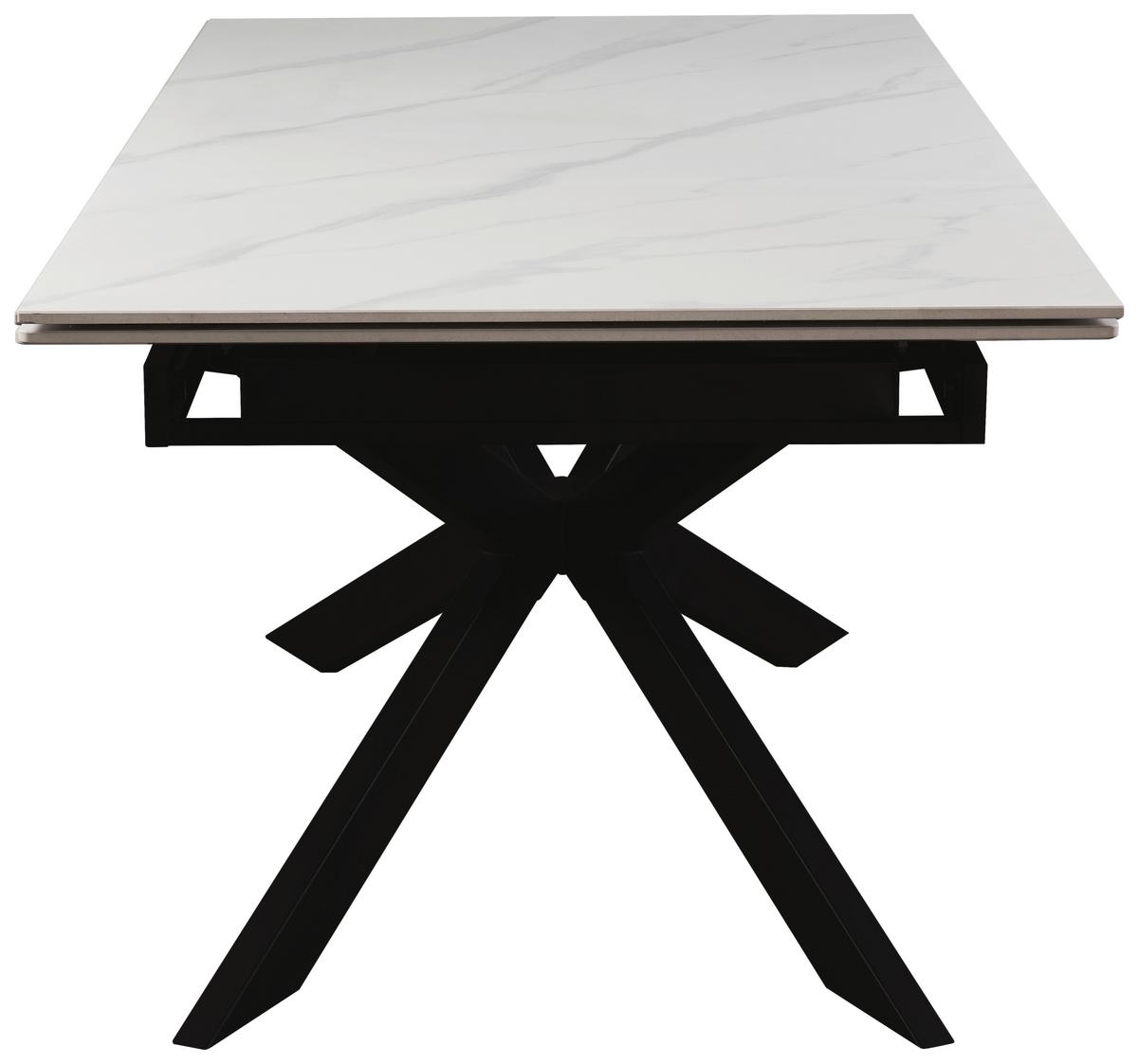 Rozťahovací stôl LEON 180-260x90 - čierna/biela, Modern, kov/keramika (180-260/90/76cm) - Premium Living