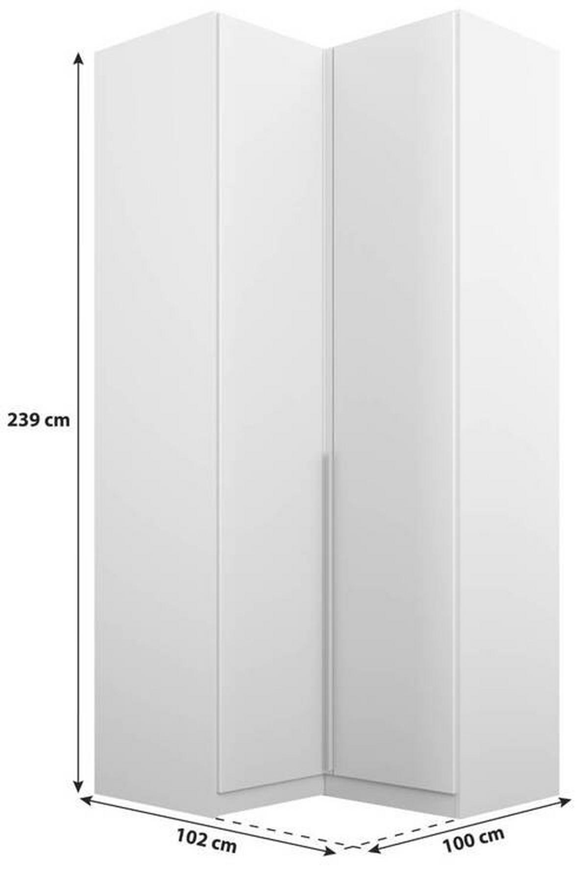 Eckschrank B: 100 cm Alabama, Weiß - Hellgrau/Weiß, MODERN, Holzwerkstoff (100/229/102cm) - Rauch Möbel