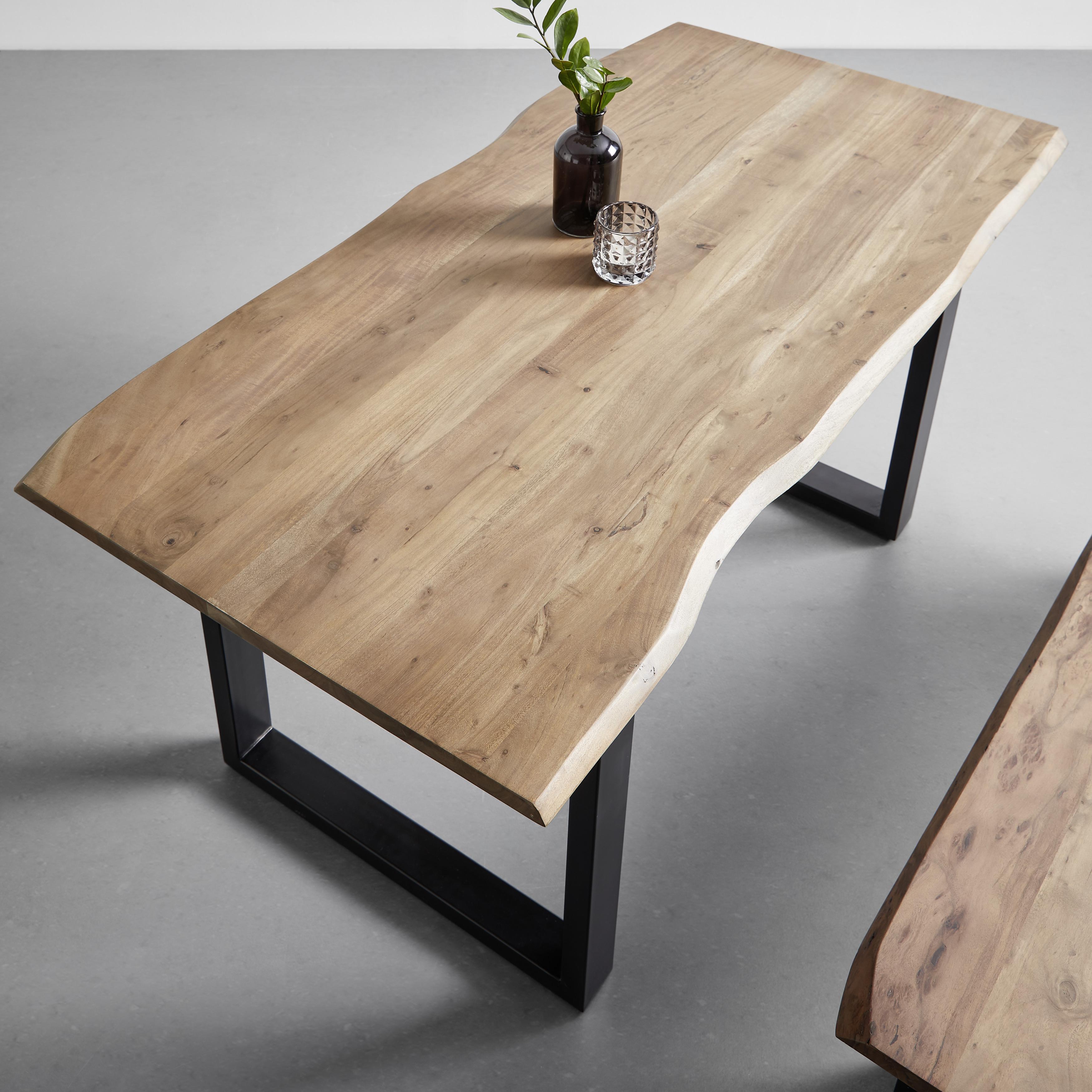Jídelní Stůl Z Masivu Malmo 160x85 Cm - černá/barvy akácie, Moderní, kov/dřevo (160/85/76cm) - Modern Living