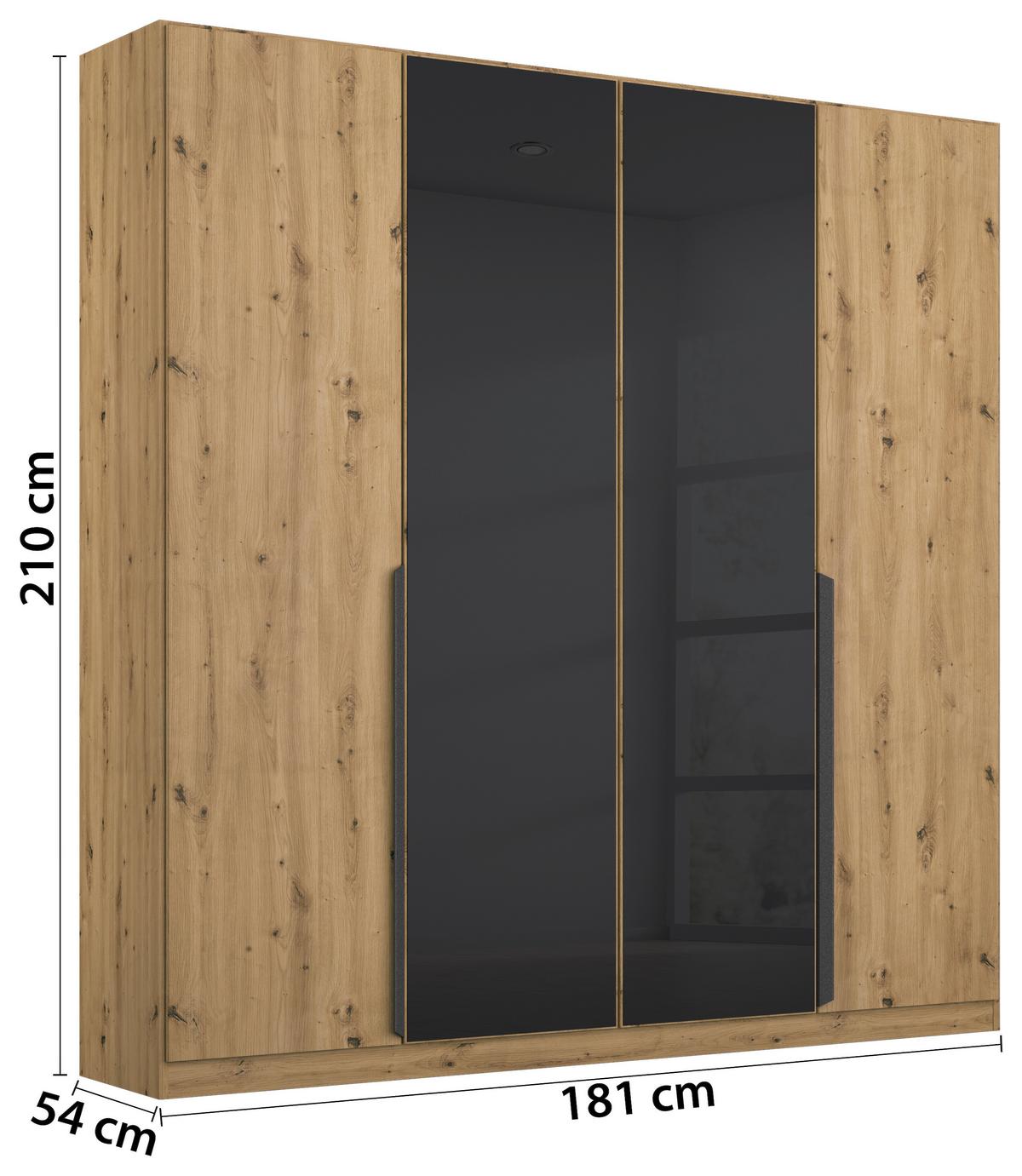 Drehtürenschrank Artemis 181 Cm Anthrazit/eiche Dekor - Anthrazit/Eiche Artisan, MODERN, Glas/Holzwerkstoff (181/210/54cm) - Rauch Möbel