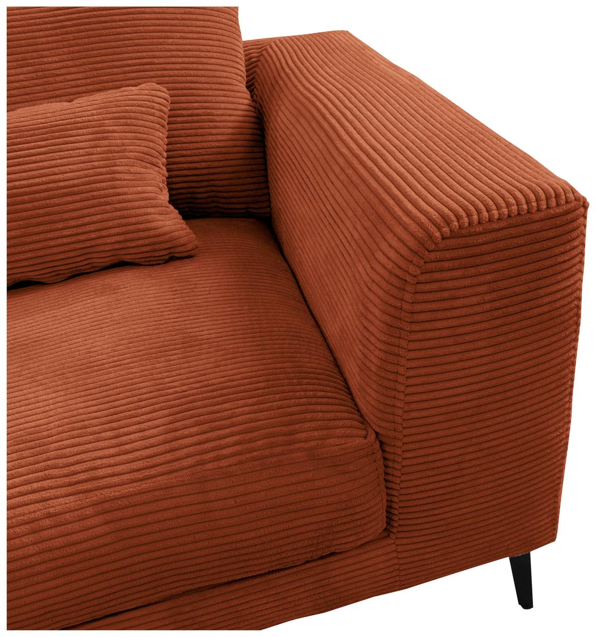 Ecksofa Berlin Cord Kupferfarben 172x313 Cm - Schwarz/Kupferfarben, Design, Textil (172/313cm) - Livetastic