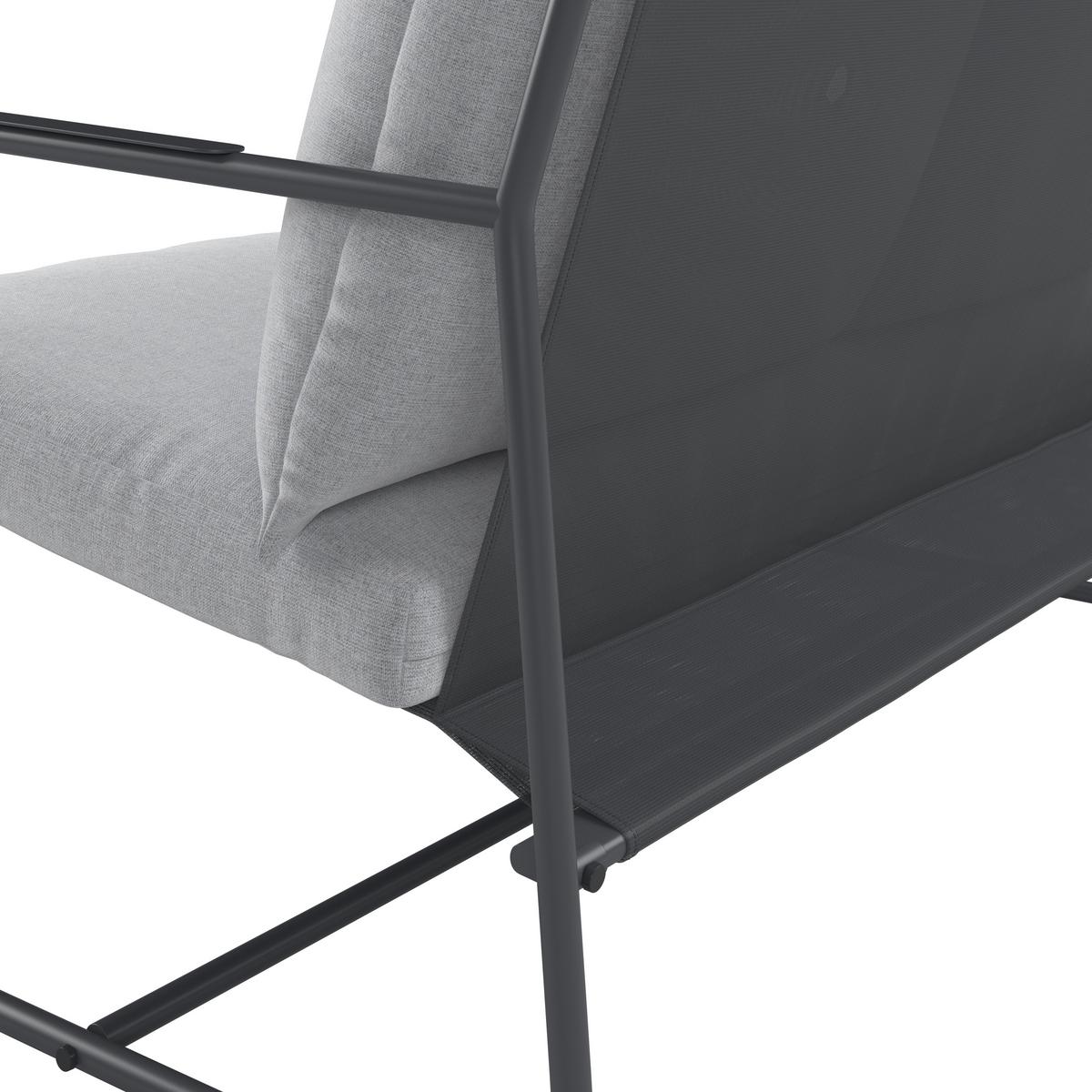 Loungegarnitur Nizza - Dunkelgrau/Hellgrau, MODERN, Textil/Metall (114/75/70cm) - Beldano