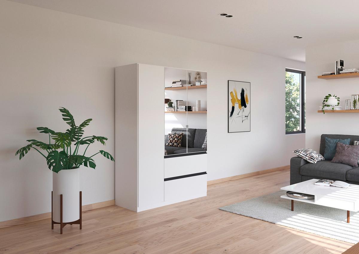 Drehtürenschrank Costa Weiß B: 136 cm - Weiß, MODERN, Holzwerkstoff (136/197/54cm) - Rauch Möbel