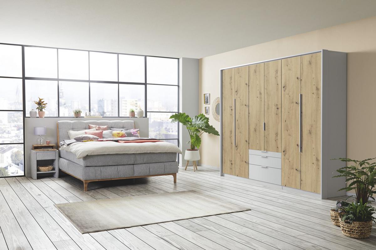 Drehtürenschrank Mit Spiegel 271 cm Alabama Extra Hellgrau - Silberfarben/Hellgrau, MODERN, Holzwerkstoff (271/229/54cm)