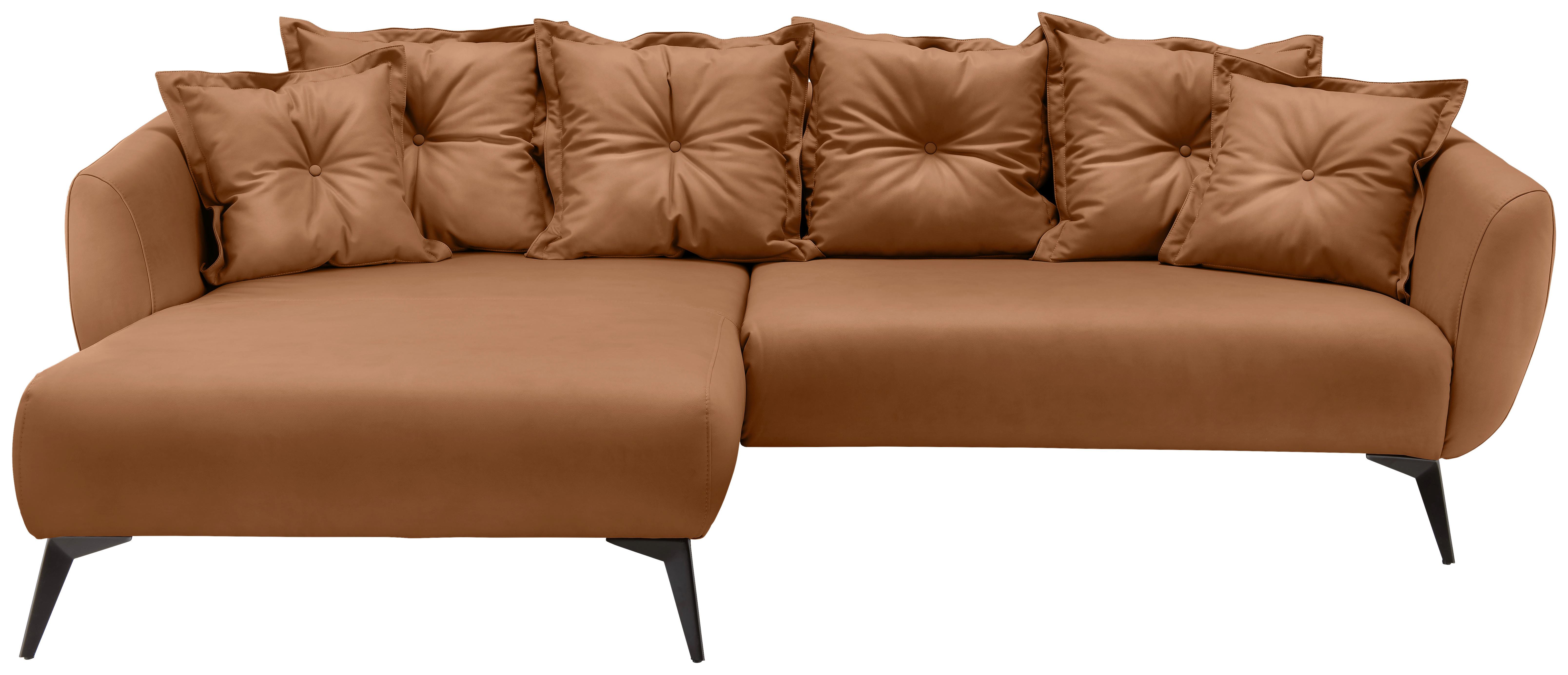 Ecksofa Baggio Cognac S: 162x277 cm - Cognac/Schwarz, MODERN, Textil (162/277cm) - Livetastic