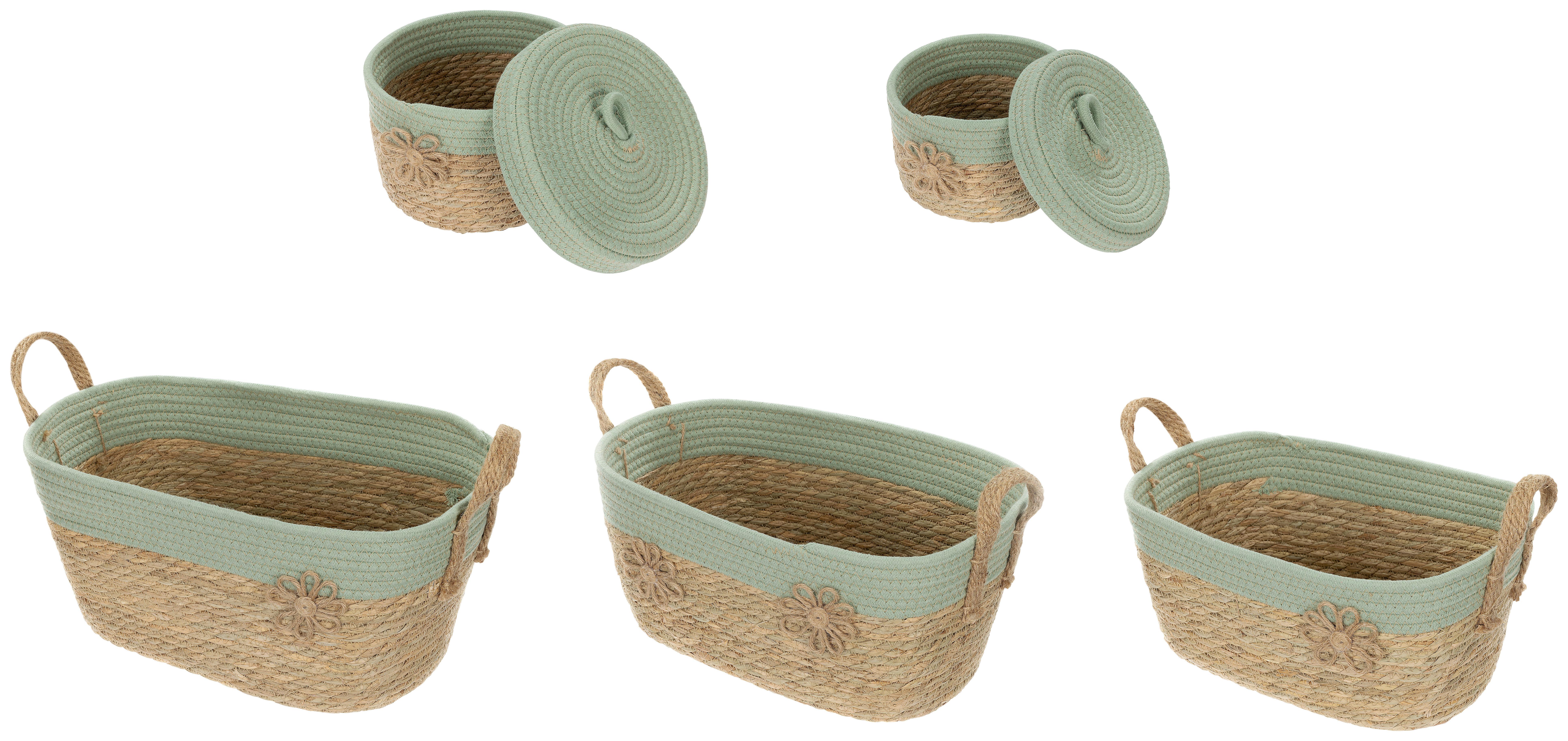 Korbset Mou -Paz- - Salbeigrün/Naturfarben, KONVENTIONELL, Naturmaterialien/Textil - James Wood