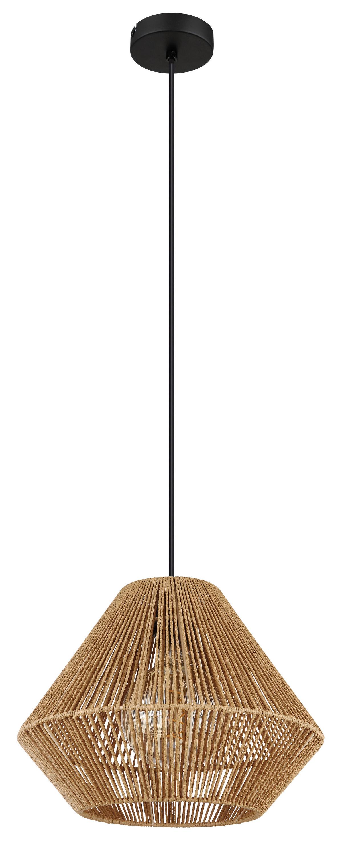 Hängeleuchte 15694h Houdini - Schwarz/Naturfarben, Natur, Naturmaterialien/Kunststoff (35/120cm) - Globo