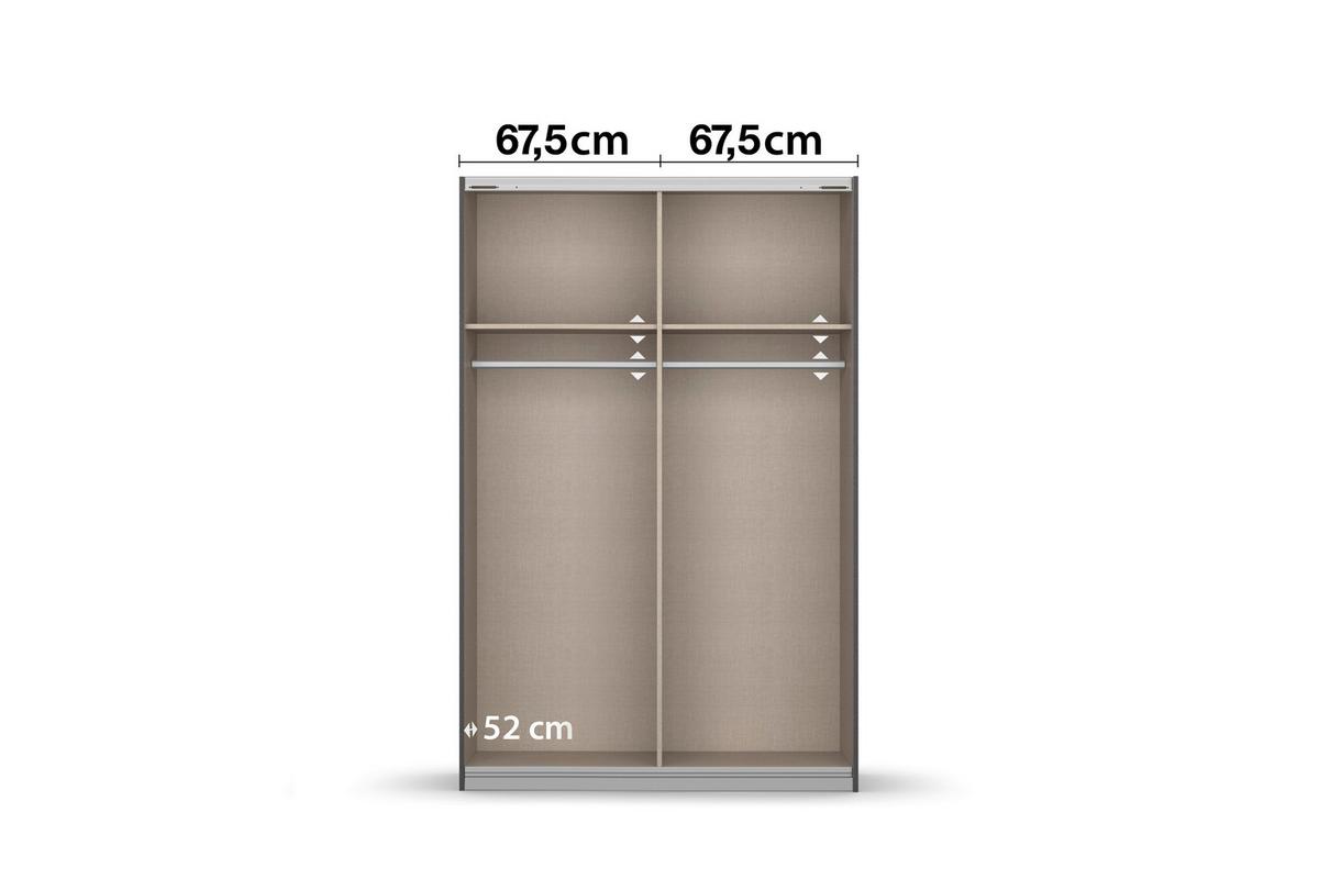 Schwebetürenschrank Subito - Silberfarben/Eiche Artisan, MODERN, Holzwerkstoff (136/197/61cm) - Rauch Möbel