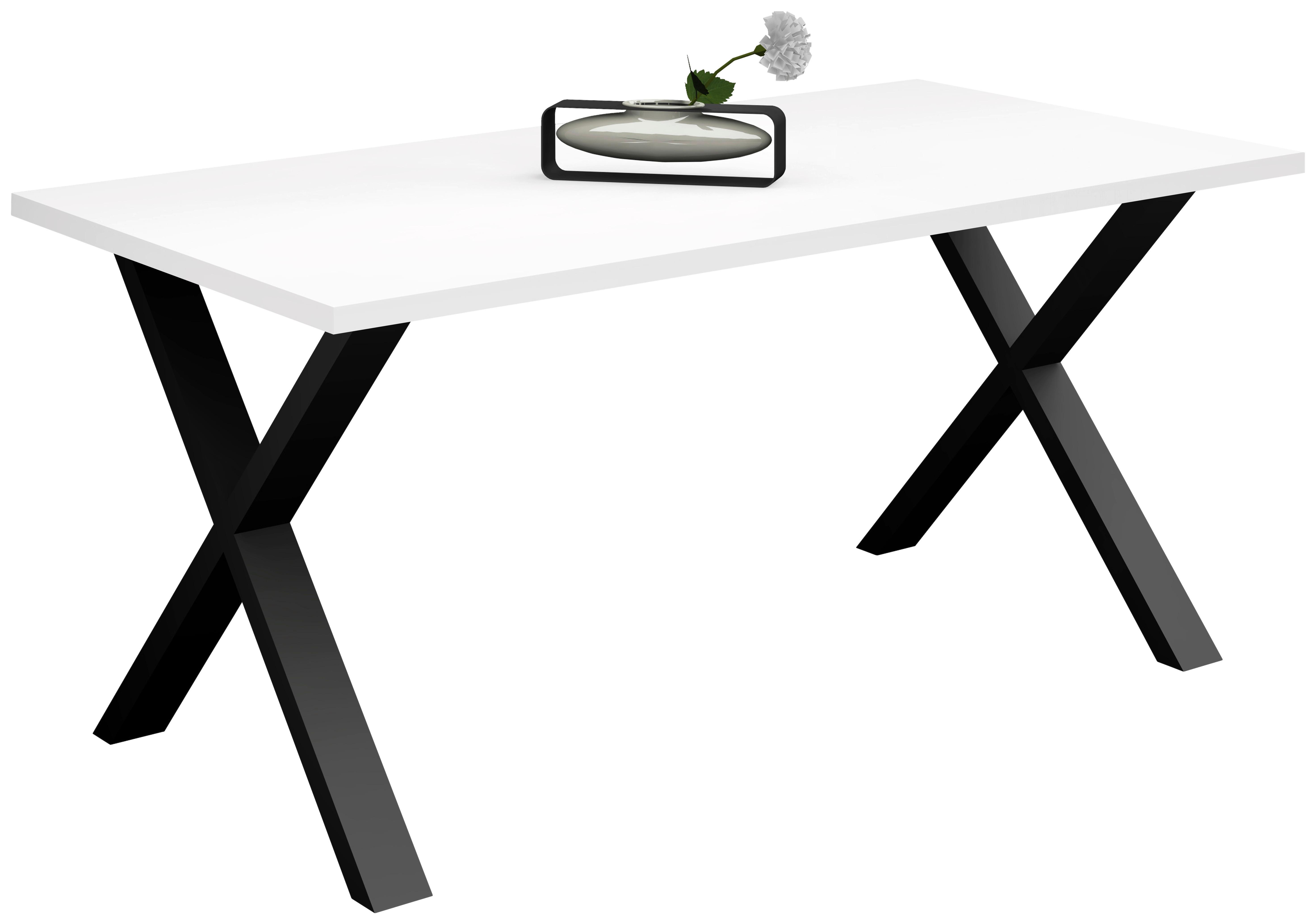 Esstisch Alex Schwarz, Weiß - Schwarz/Weiß, MODERN, Holzwerkstoff/Metall (160/90/78cm) - Livetastic