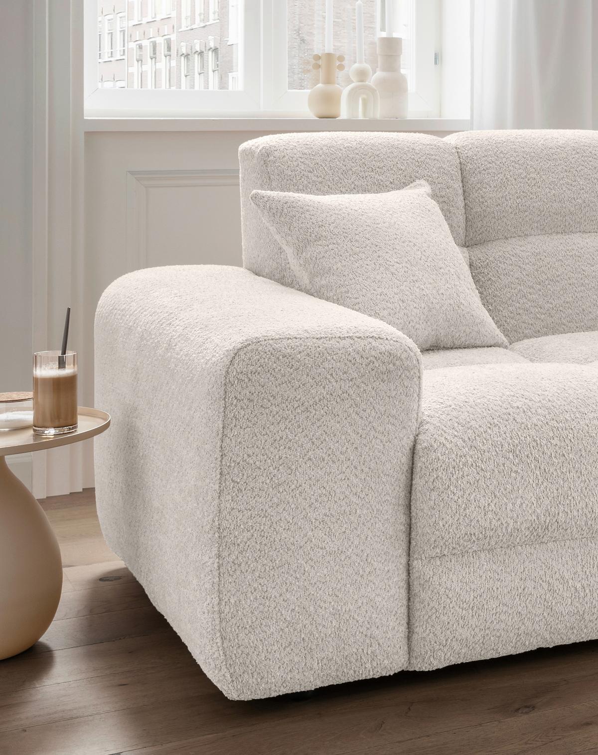 Ecksofa Bosco, Weiß S: 301x152 cm - Schwarz/Weiß, MODERN, Textil (301/152cm) - Livetastic