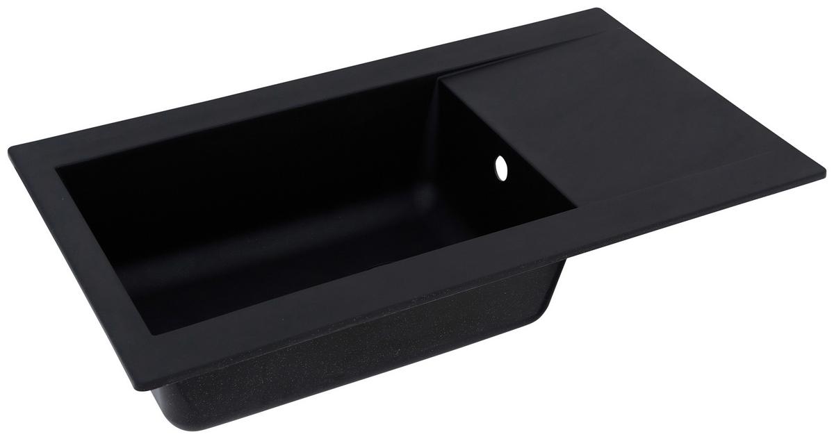 Spüle Respekta Einbauspüle Denver - Schwarz, Trend, Glas/Kunststoff (86/20/50cm) - Respekta