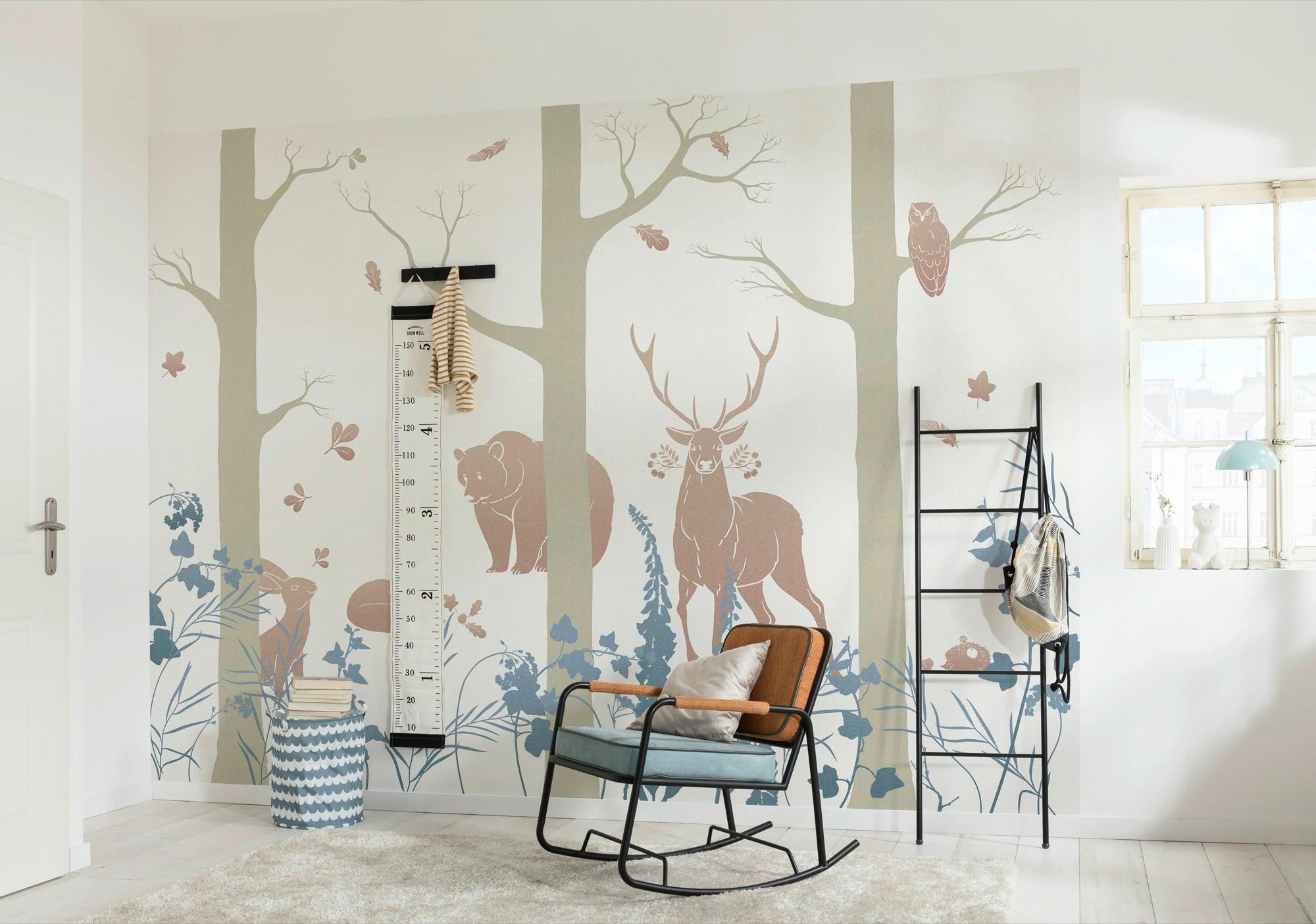 Fototapete Forest Animals - Blau/Braun, Trend, Papier (400/280cm) - Komar