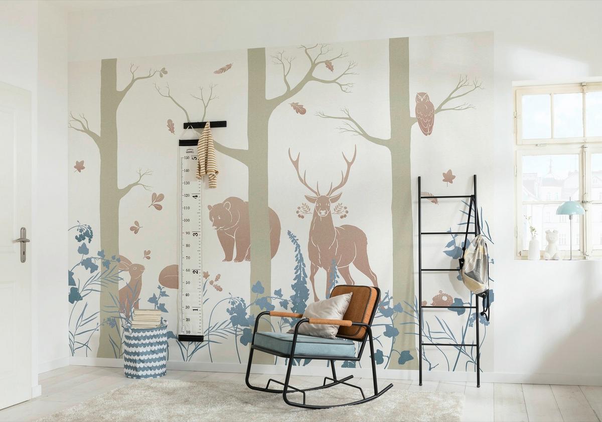Fototapete Forest Animals - Blau/Braun, Trend, Papier (400/280cm) - Komar