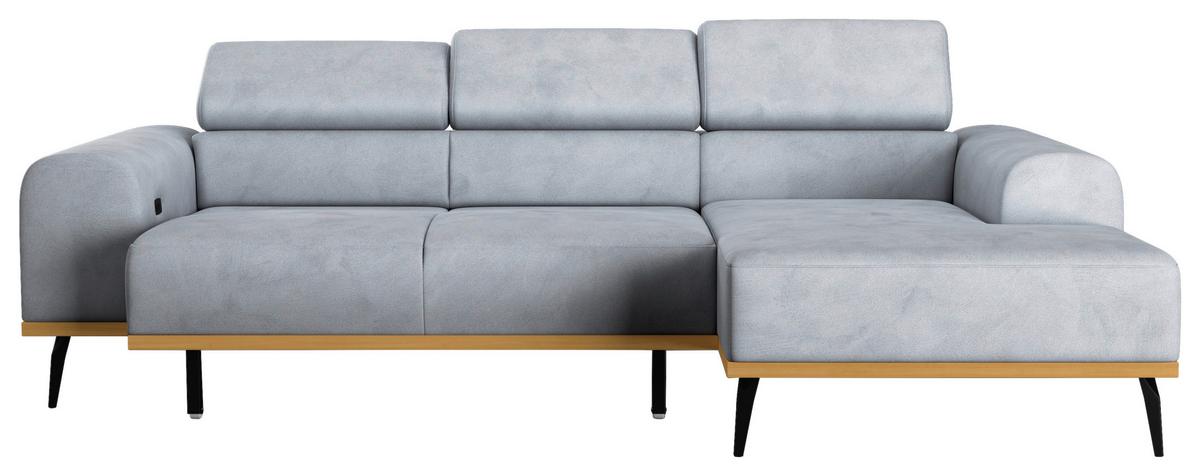 Ecksofa Hellgrau Mit Sitzvorzug S: 244x157 Cm - Hellgrau/Schwarz, KONVENTIONELL, Textil (244/157cm) - Cotta