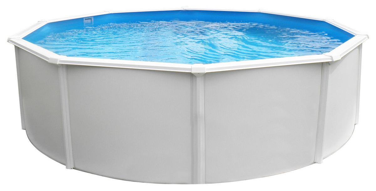 Stahlrahmenpool Rund Set Steely mit Pumpe Ø 360 cm - Blau/Weiß, MODERN, Kunststoff/Metall (360/132cm)