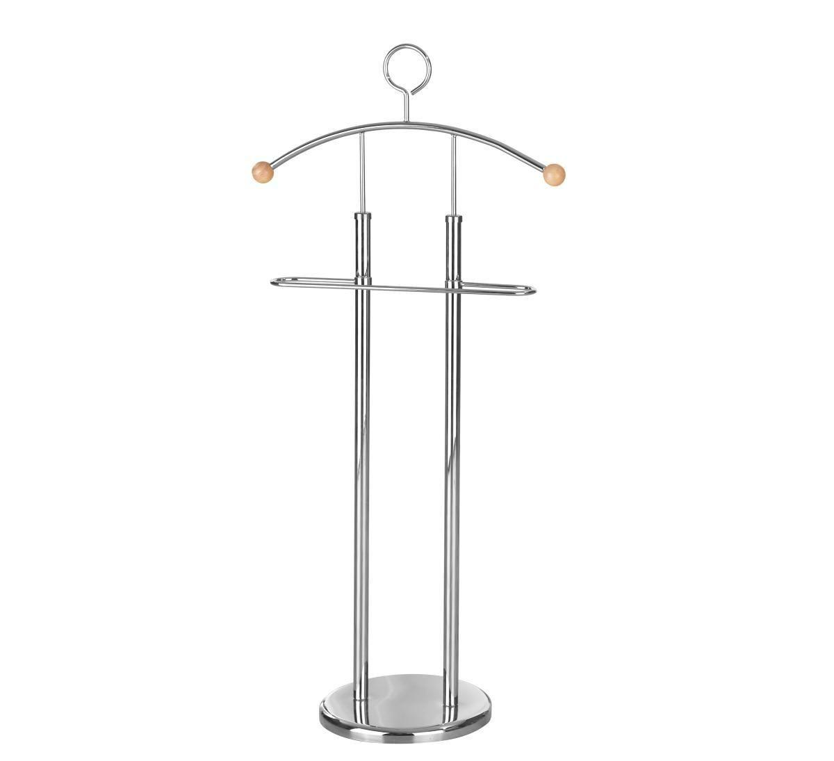 Herrendiener Rudy II B: 28 cm mit Hosenbügel Metall Chrom - Chromfarben/Buchefarben, KONVENTIONELL, Holz/Metall (28/113cm) - Mömax