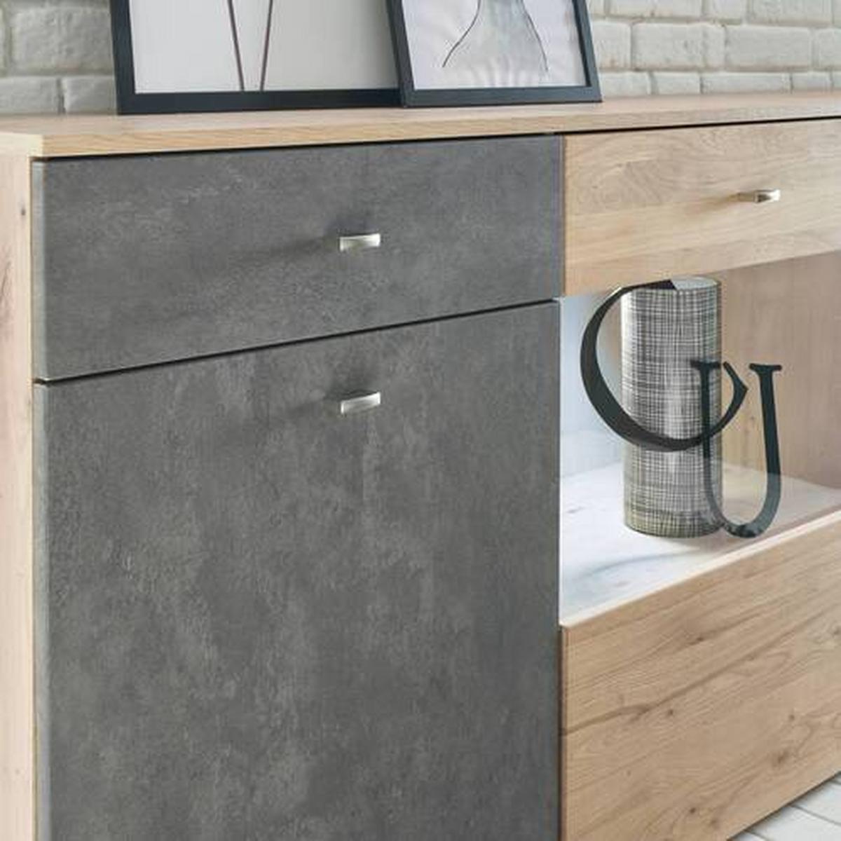 Komoda TREND - sivá/farba duba, Design, kompozitné drevo/plast (174/84/38cm) - MID.YOU
