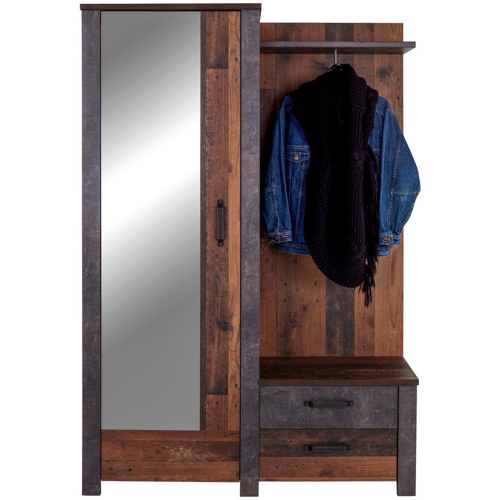 Garderobe Ontario Old Style/ Beton B: 128,6 Cm Mit Spiegel