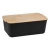 Brotbox Schwarz, Naturfarben L: 30,5cm - Schwarz/Naturfarben, Basics, Naturmaterialien/Kunststoff (30.5/18.5/12cm) - Kesper