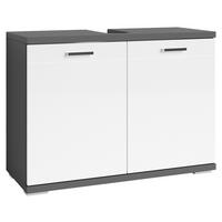 Waschbeckenunterschrank Nebraska B: 80cm Anthrazit - Chromfarben/Weiß Hochglanz, MODERN, Holzwerkstoff (80/59/31,5cm) - MID.YOU