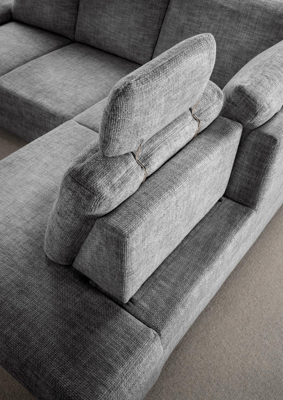 Eckschlafsofa Positano Silberfarben S: 265x206 Cm - Wildeiche/Silberfarben, MODERN, Textil (265/206cm) - Livetastic