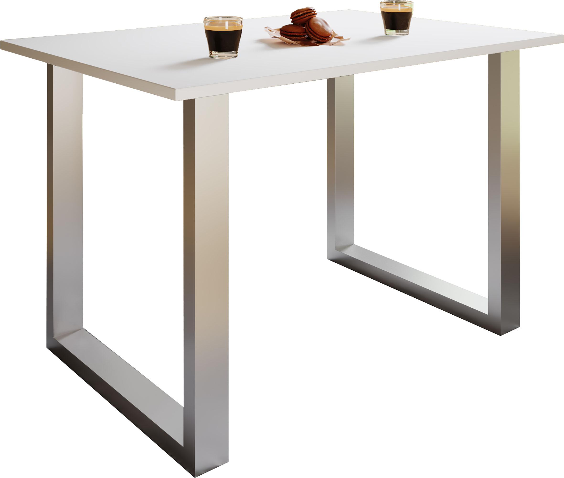 Jedálenský stôl, biela/strieborná - biela/strieborná, Basics, kompozitné drevo (110/80/76cm) - MID.YOU