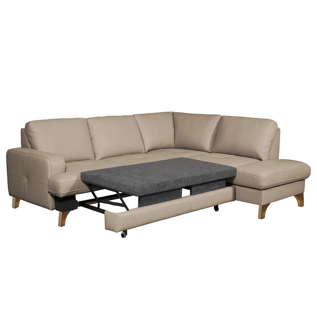 Ecksofa Fargo Hellgrau B: 234x190 Cm - Buchefarben/Hellgrau, Design, Leder/Textil (234/190cm) - Livetastic