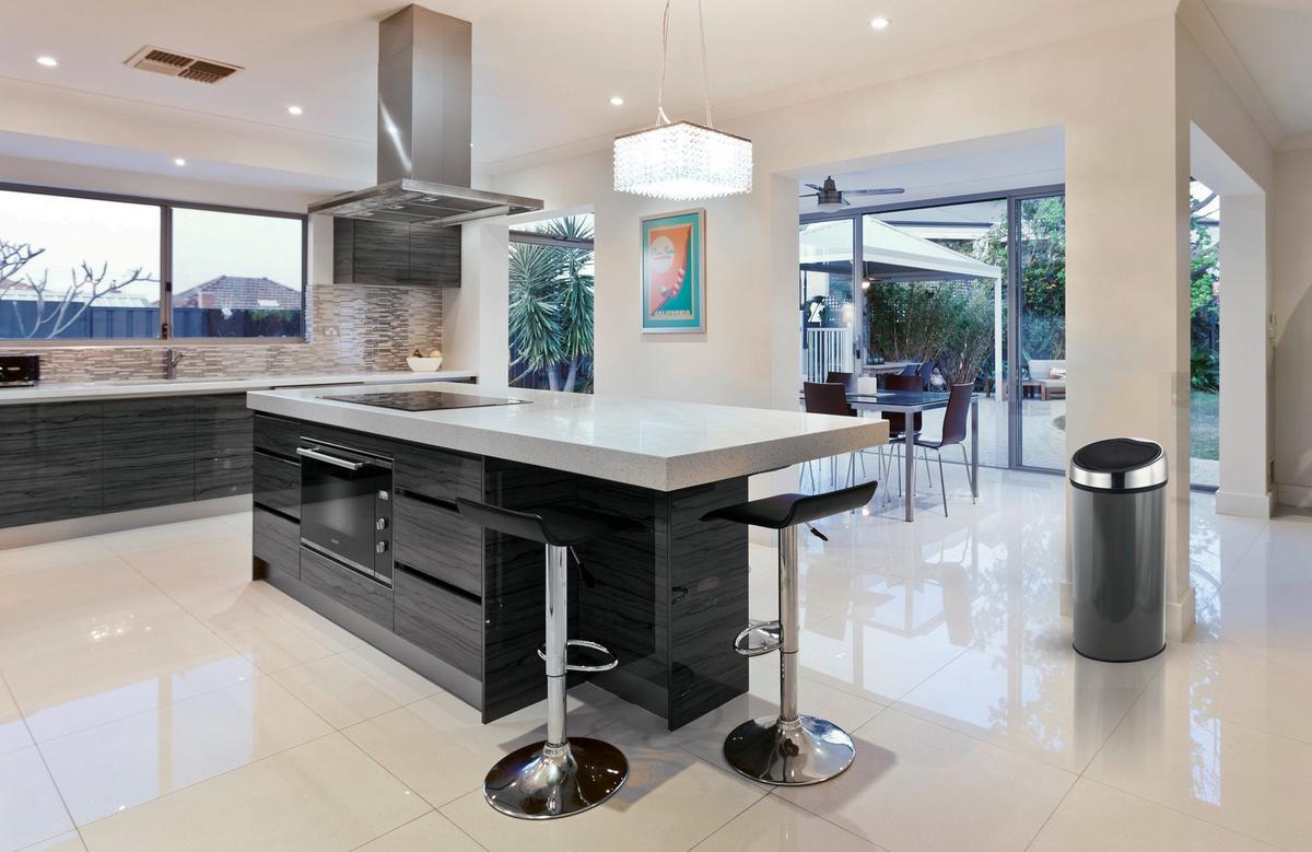 Abfalleimer Edelstahl30l - Dunkelgrau/Schwarz, Basics, Kunststoff/Metall (35/66/35cm) - Spirella