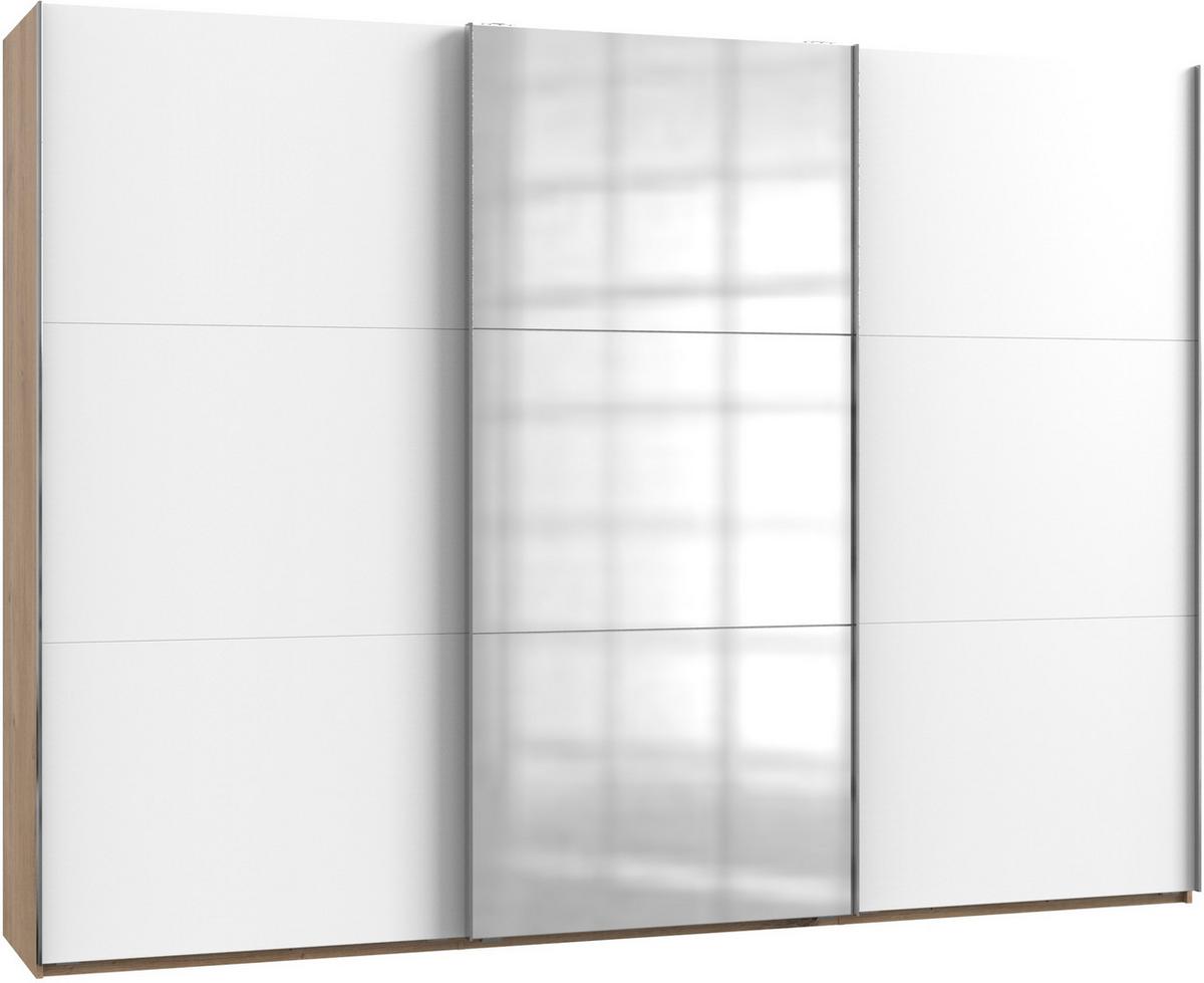 Schwebetürenschrank B: 300 Cm Level, Weiß/eiche Dekor - Eichefarben/Weiß, MODERN, Holzwerkstoff (300/216/65cm) - MID.YOU
