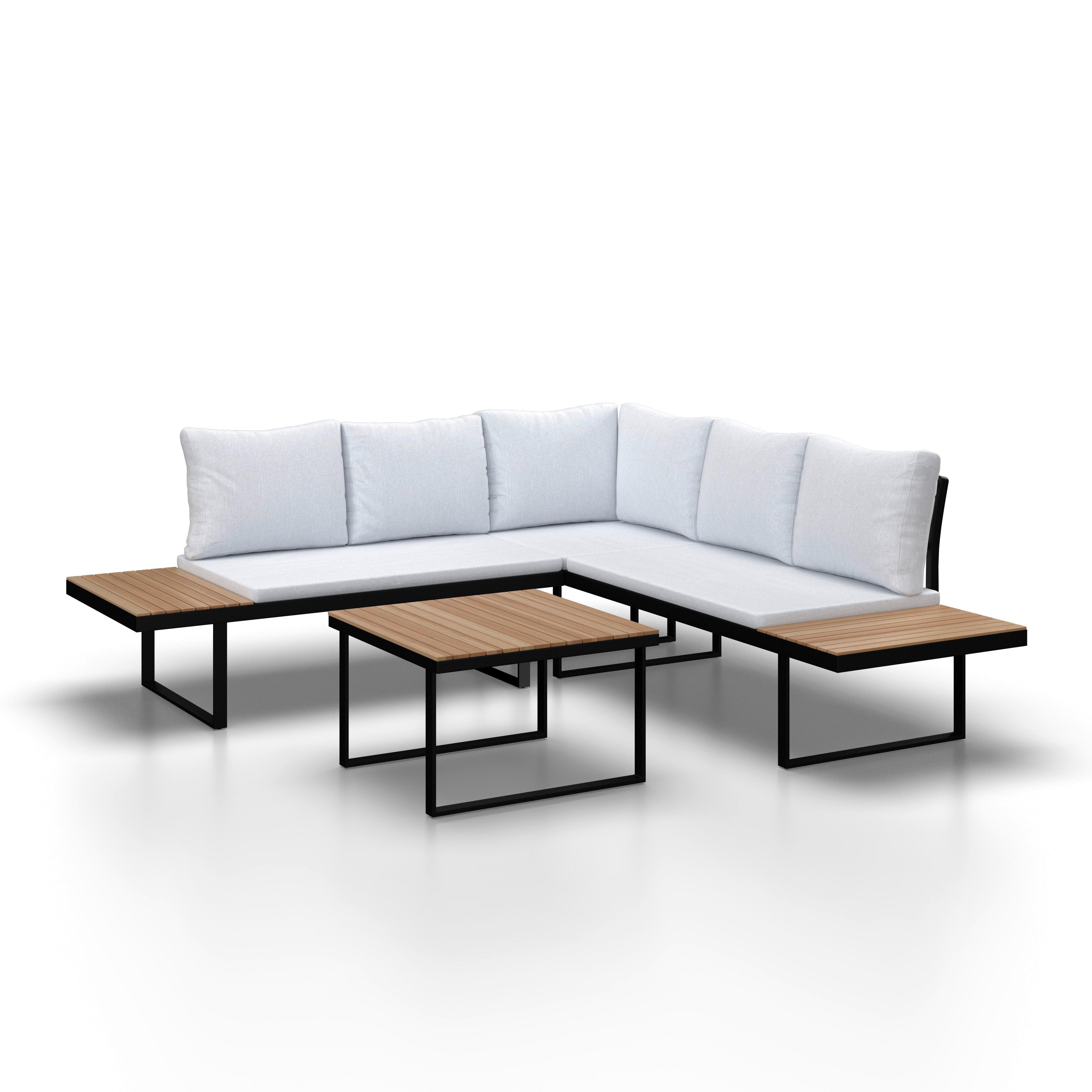 TERASOVÁ SEDACIA SÚPRAVA ELIA - svetlosivá, Modern, kov/drevo (236,5/75/236,5cm) - Bessagi Garden
