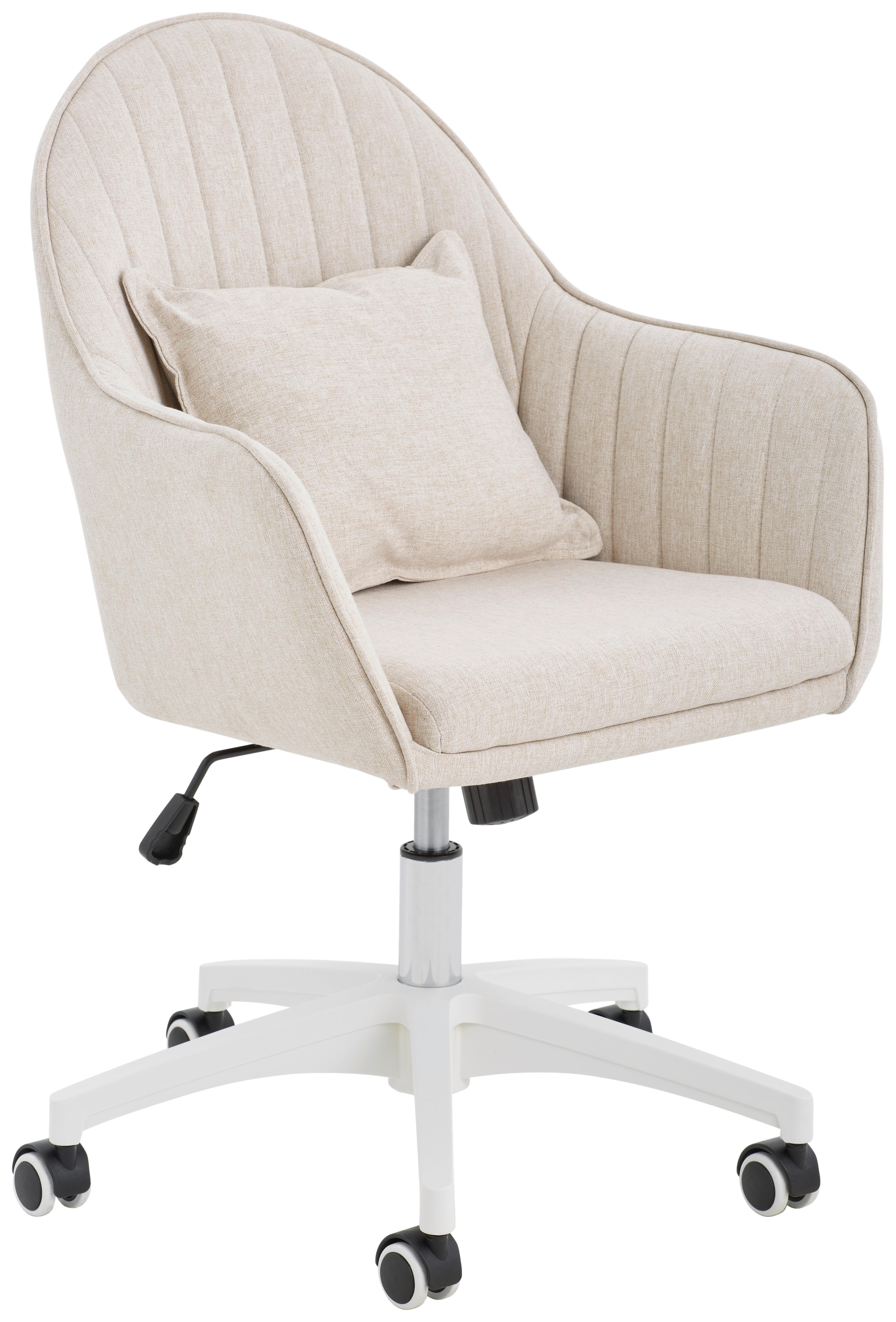 Bürostuhl Palermo Höhen- verstellbar Beige Bis 140 Kg - Beige/Weiß, Design, Kunststoff/Textil (59/83-93/68cm) - Livetastic