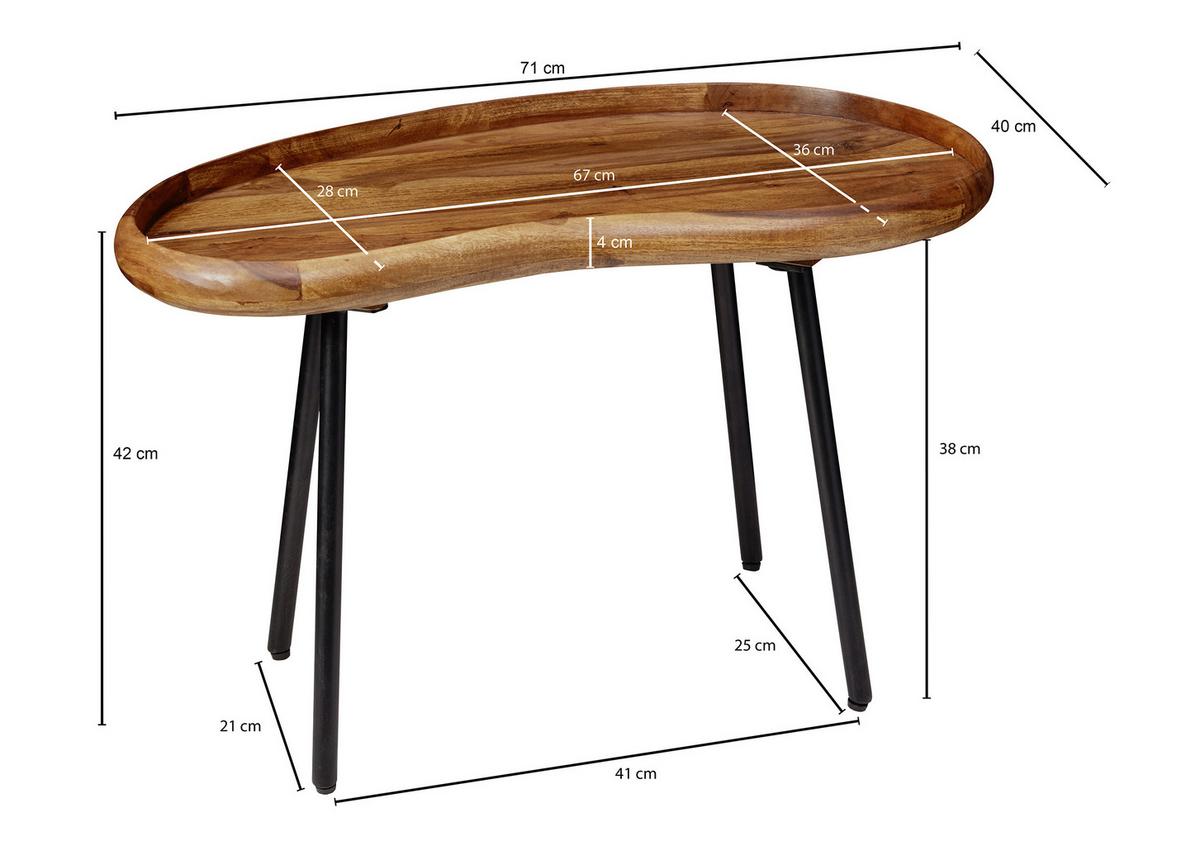 Konferenčný stolík WL5.670 masív - čierna/farba indického palisandra, Design, kov/drevo (71/40/42cm) - MID.YOU
