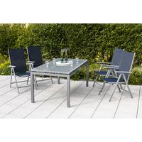 Gartensessel Klappbar Amalfi Metall/Textil - Silberfarben/Dunkelblau, ROMANTIK / LANDHAUS, Textil/Metall (57/108/65cm) - Gardenson