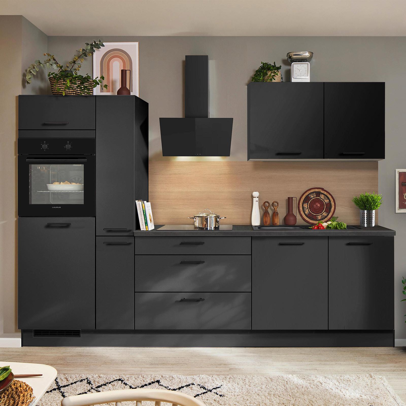 KÜCHENBLOCK PN210 - Graphitfarben/Grau, MODERN, Holzwerkstoff (280cm) - Pino