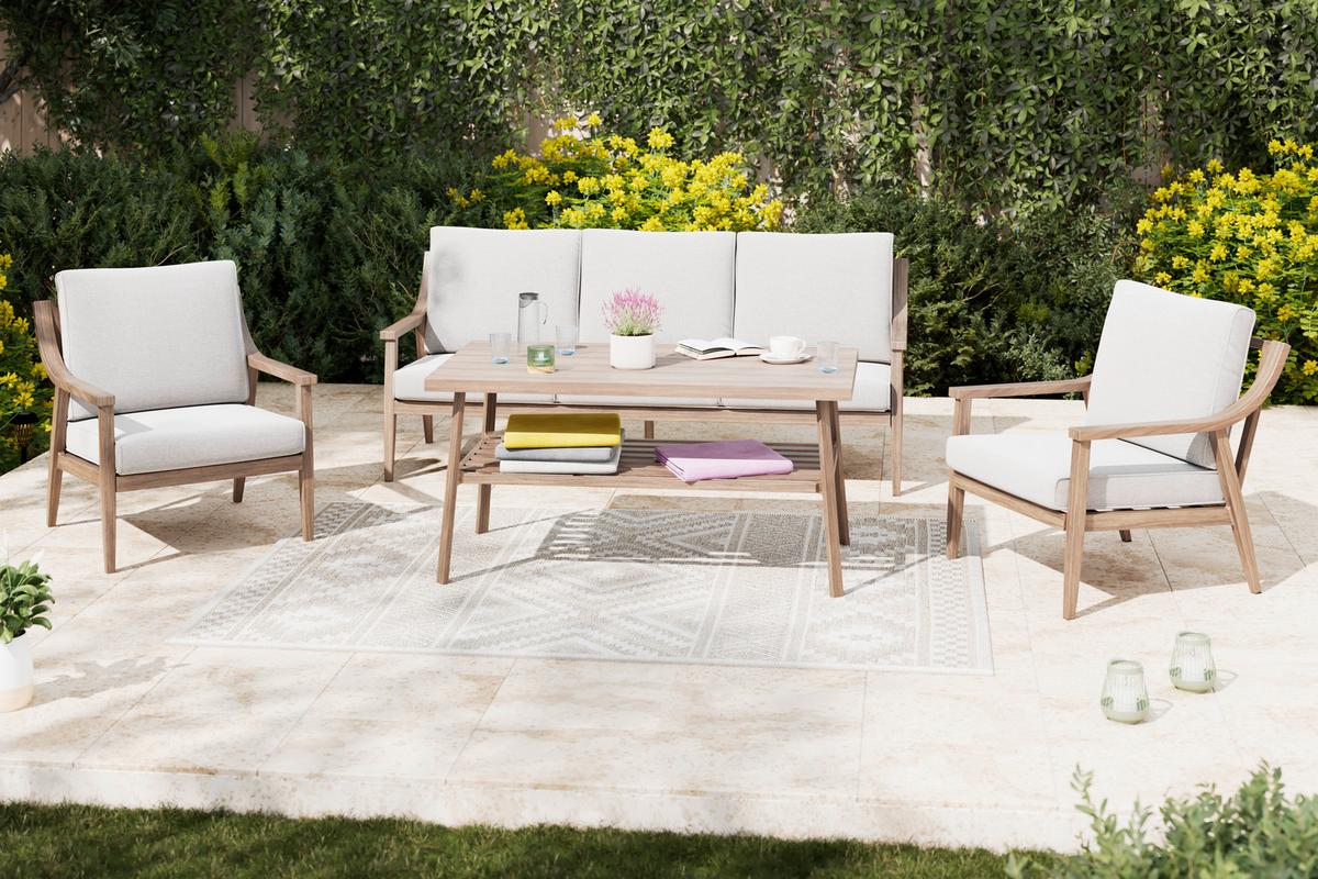 Loungegarnitur Elena - Beige/Naturfarben, MODERN, Textil/Metall - Beldano
