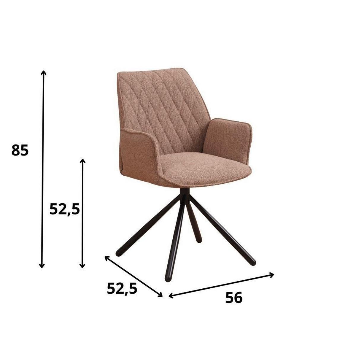Armlehnstuhl Reims Taupe Gepolstert 2er-Set - Taupe/Schwarz, Design, Textil/Metall (56/97/52,5cm) - MID.YOU