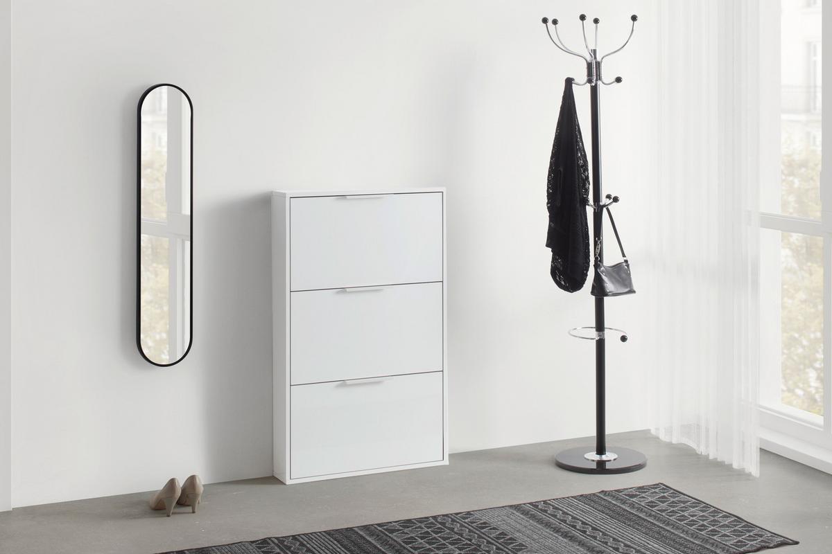 Vyklápěcí botník Espresso, lesklá bílá, š: 65 cm - bílá/vysoce lesklá bílá, Konvenční, kompozitní dřevo (65/106/15cm) - Mömax