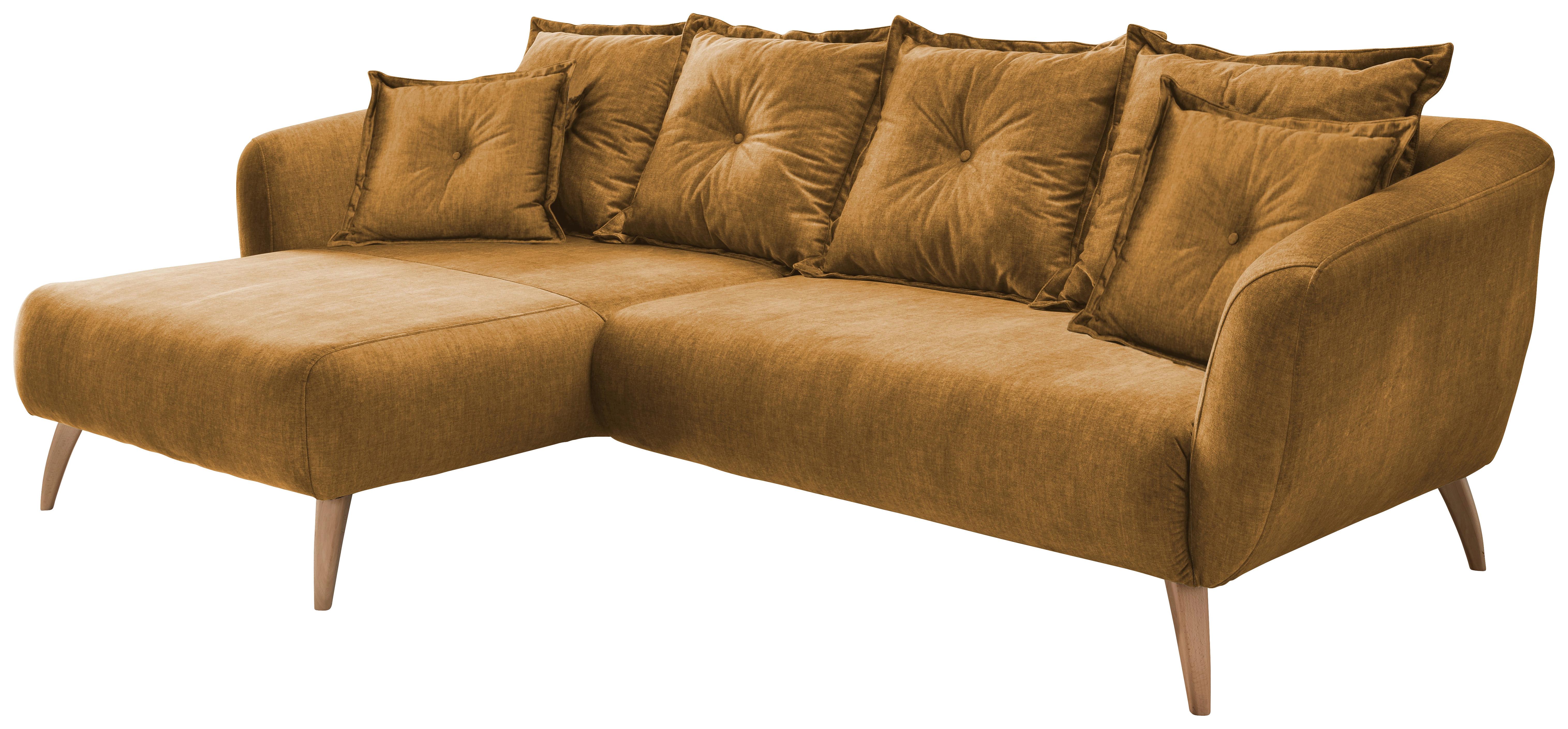 Ecksofa Baggio Gelb S: 162/277 Cm - Gelb/Buchefarben, MODERN, Holz/Textil (162/277cm) - Livetastic